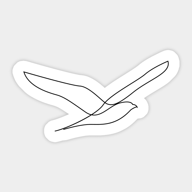 Freedom - single line seagull art Sticker by addillum